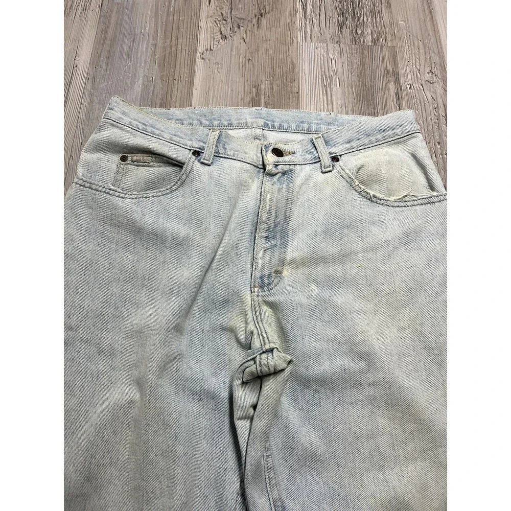 Vintage Lee Jeans Mens 34x29‎ Blue Stone Wash Denim Distressed 90s Y2K Rivets